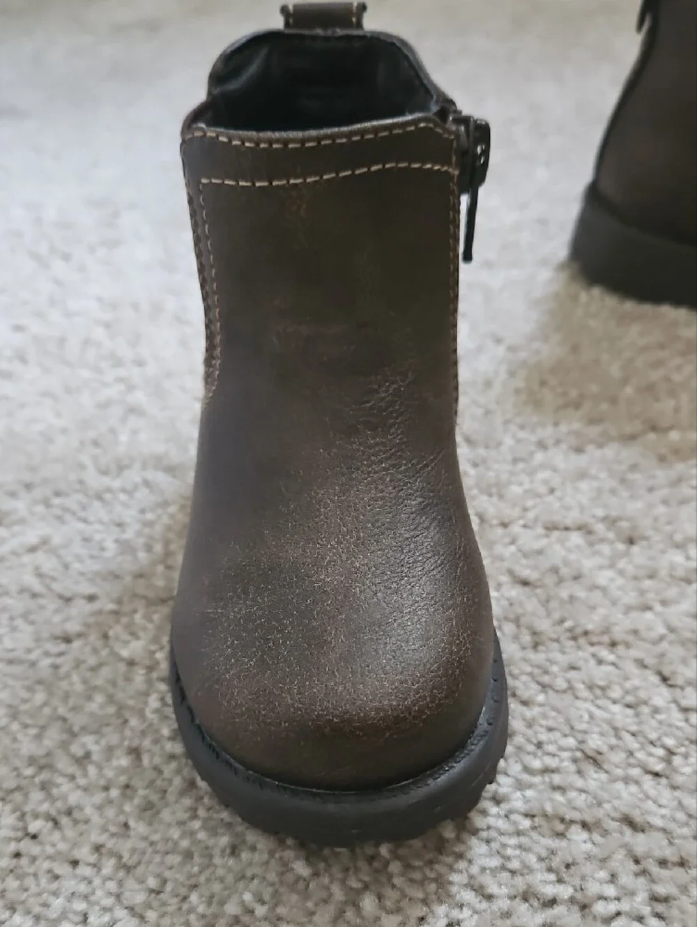 Place Kids Brown Chelsea Boots with Contrast Stitching